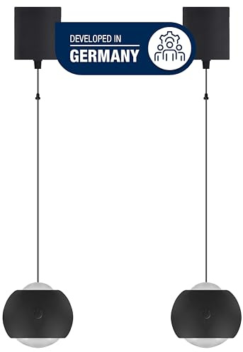 REV Akku Pendelleuchte SPARSET - 2x LED Hängelampe 120lm, dimmbar & höhenverstellbar (20-155cm) - Hängeleuchte für Wohnzimmer, Schlafzimmer, IP20, schwarz