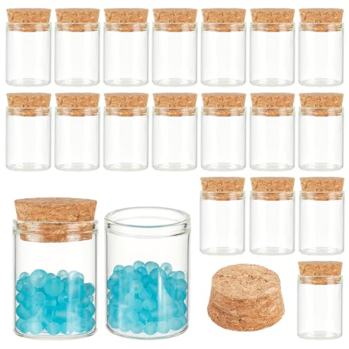 OLYCRAFT 24pz 15 ml Bottiglie Vetro con Tappo Sughero Trasparenti Bottiglie Decorative Bicchieri Trasparenti Fondo Contenitori Bottiglie di Vetro per Artigianato Artistico Decorazione Fai da Te