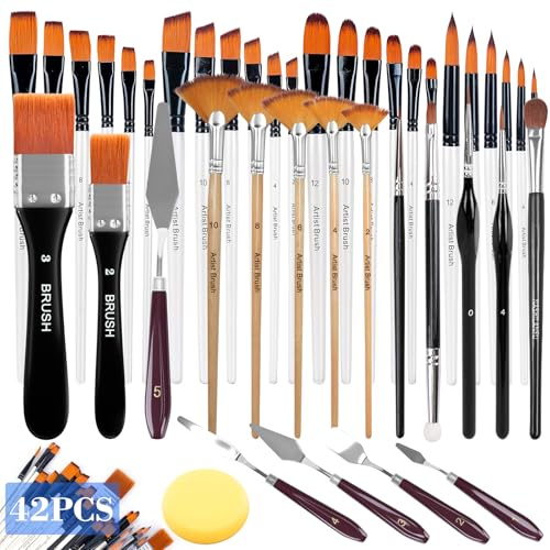 ZUSUZU Pinceles Pintura Acrilica Profesionales,36 Pinceles Profesionales,Pinceless para Pintura Acrílica,para Acrilica,Acuarela,Gouache,óleo,Ideal para Principiantes y Profesionaless