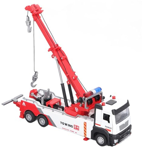 YFSAN 1:32 Crane de grúas Juguete para niños Luz de Sonido de 360 ​​Grados Brazo Giratorio 2 Ingeniería de Gancho Modelo de camión de grúa Pesada