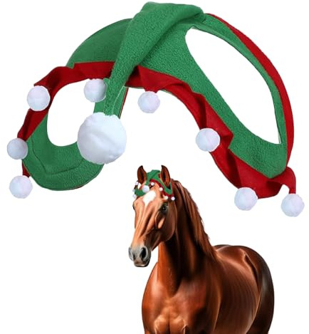Weihnachtliche Pferdekappe | Festliches Accessoire Für Reittiere – Winterliches Kostüm Mit Glitzerndem Stoff Und Weichem Rand | Perfekt Für Stallveranstaltungen, Karnevalsumzüge, Fototermine,