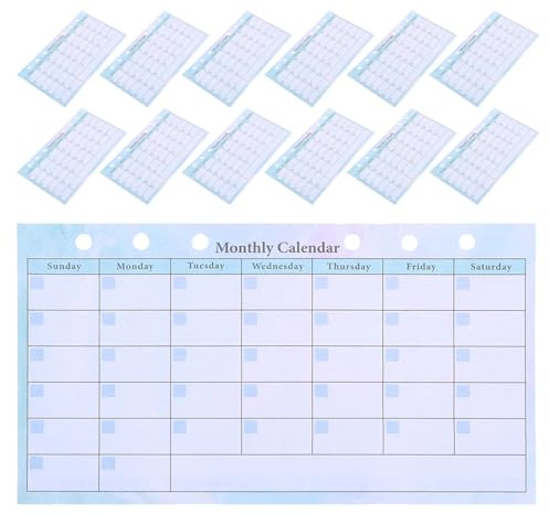 DIYEAH 10 carnets de recharges pour agenda budgétaire A6 avec classeur à 6 anneaux - Inserts d'organisateur de calendrier mensuel - Pages de suivi des dépenses hebdomadaires pour classeur