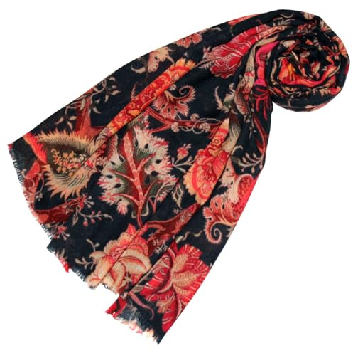 Lorenzo Cana - Damen Pashmina Schal Schaltuch aus weicher Wolle vom Merino Lamm florales Muster mehrfarbig 70 cm x 180 cm Wollschal Wolltuch 78743