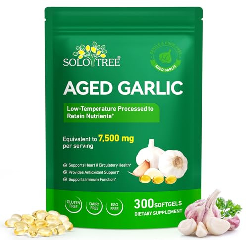 Aged Garlic Extract 7500mg Odorless Garlic Softgels – High Potency Garlic Supplement, Garlic Extract Capsules for Heart & Immune Support, Vegetarian, All-Natural Daily Wellness