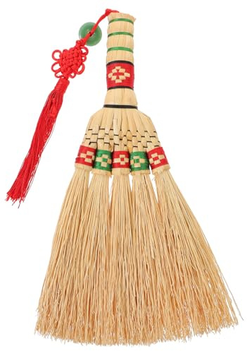 MOTHNUR Scopa Manuale di Mais Piccola Manico Ergonomico, Scopa la Pulizia della Casa e Rimozione Polvere, per Camera da Letto e Superfici Difficili, Materiale Naturale Resistente