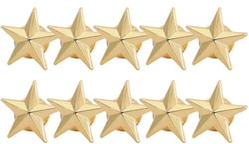 Ipetboom per Memorial Day e Feste Veterans Day 10 Pezzi Spille a Forma di Stella in Rame Color Oro Distintivi Militari Eleganti per Decorare Giacche