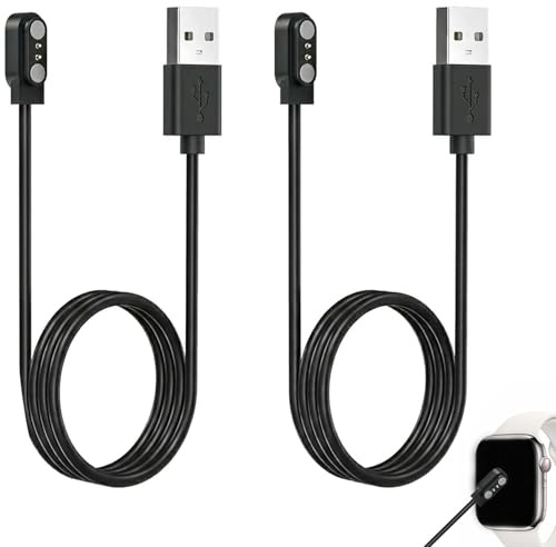 Piaeny 2 Pièces Chargeur Montre Connectée Universel, Câble de Charge Magnétique USB 2 Broches 2.84mm, Adaptateur de Recharge Rapide et Sécurisé pour Smartwatch, Remplacement Portable