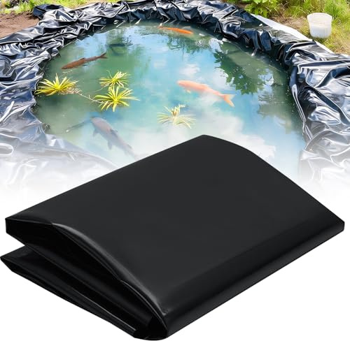 3m x 6m Teichfolie,Teichwanne Stärke 0.5mm,Schwarz HDPE Teichfolien Schwerlast,Dichtungsfolie Teichmembran Schwimmteich Folie,Flexibel Teichfolien für Fischteiche, Brunnen, Wassergarten, Wasserfall