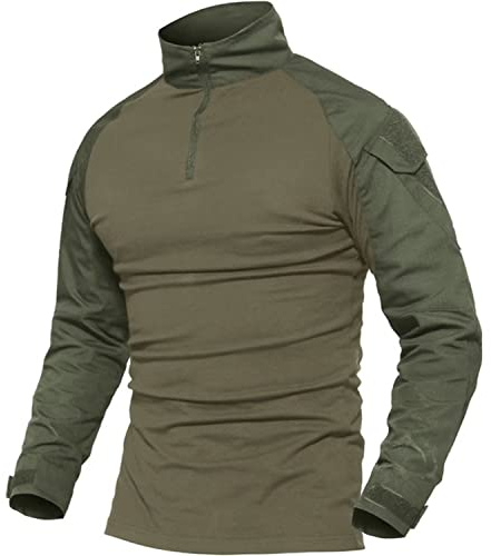 MAGCOMSEN Combat T Shirts for Men Green Cotton Walking Safari T-Shirt Hunter Travel Tshirt Olive Green US2XL