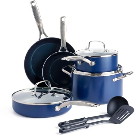 Blue Diamond Cookware CC001602-001 Diamond-Infused, Aluminum Ceramic Non-Stick Coating, Blue
