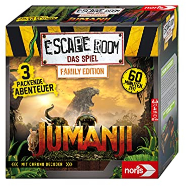 Noris 606101837 - Escape Room Jumanji (Family Edition) - Familien und Gesellschaftsspiel für Erwachsene und Kinder, inkl. 3 Fällen und Chrono Decoder, ab 10 Jahren
