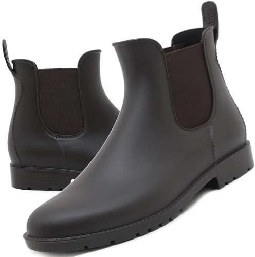 Acfoda Unisex vuxna gummistövlar vattentäta med blockklack, storlek 35–43, BRUN, 38 EU
