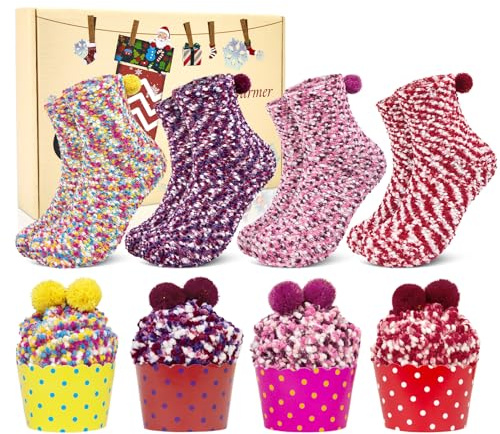 YSense Snug Calze Donna Invernali Termiche Calzini Pelosi Soffici Caldi Calzettoni Morbidi Natale Divertenti Cupcake Calzini Spessi Ragazza Amico Mamma Moglie Compleanno Festa Della Regali