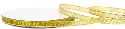 Lurexband 6mm x 32m Rolle - Netzband mit Glitzer Effekt - Dekoband zum Basteln & Dekorieren - Schleifenband für Hochzeit Weihnachten Geburtstag - Geschenkband Weihnachtsband Gold