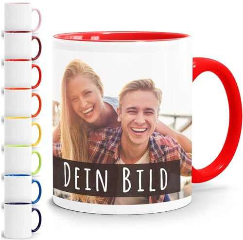 SpecialMe® personalisierte Fototasse mit eigenem Foto persönliches Geschenk Kaffeetasse mit Bild selbst gestalten inner-rot Keramik-Tasse