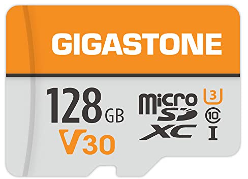GIGASTONE 128GB MicroSDXC Speicherkarte mit SD Adapter, für Gopro Action-Kamera Drohne DJI Tablet und Switch 1, bis zu 95MB/s, UHS-I U3 V30 Klasse 10, 4K UHD Video Micro SD Karte
