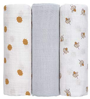 LÄSSIG Baby rapduk swaddle & rap-filt bomull 3 st blandade 85 x 85 cm äventyr trollslända
