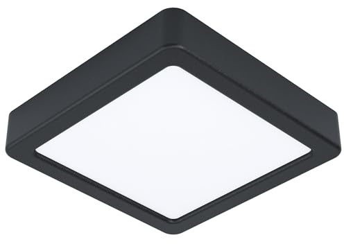 Eglo LED-taklampa Fueva 5, L x B 16 cm, 1 glödlampa bygglampa av stål och en ljusyta av plast, taklampa i svart, vit, LED-bygglampa, varm vit