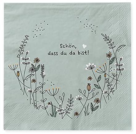 Grafik Werkstatt Servietten mit Spruch | 20 Stück | 12,5 x 12,5 cm | grün | blumenkranz