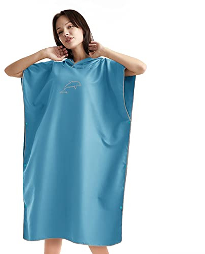 flintronic Changement Peignoir de Bain Changing Towel, 110 * 80 cm Serviette de Poncho de Surf avec Capuche Serviette de Bain à Capuche Adulte Serviettes de Plage en Microfibre Taille Unique