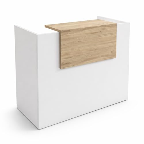 Genérico OFILIKE. Mostrador Basic de Recepción para Oficina o Negocio - Mostrador Recepción Moderno con Estante Interior (Roble) (120cm Ancho)