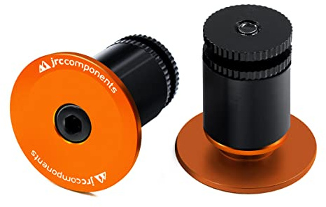 JRC Components Aluminum Handlebar Bike Bar End Plugs for Bicycles | Pack of 2 Handlebar Plugs - Bike Bar End Grips | Mountain Bike Bar End Caps for Road Bikes - Premium Bike Handlebar Caps [Orange]