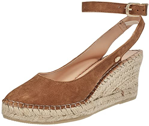 Fred de la Bretoniere Frs0177 Espadrille Wedge Luxury Suede, Sandal Mujer, Coñac Claro, 37 EU