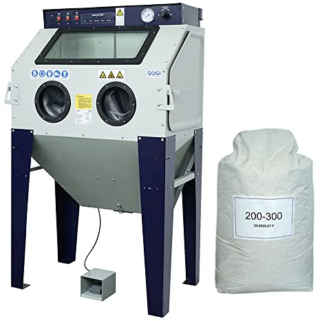 SOGI S-100 Sableuse cabine de sablage + sac de corindon (25 kg de microphères en verre grain 200/300)