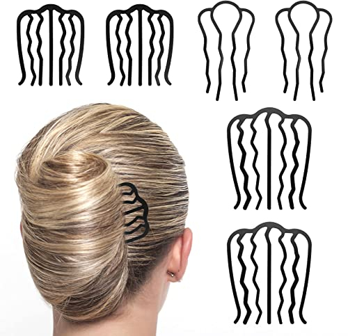 WLLHYF 6 PCS Haar Gabel Clip Haar Seite Kämme U-förmig unordentlich Updo Bun Haar Pin Zähne Pins Stick Vintage Meatball Hair Styling Tool Zubehör für Frauen Mädchen