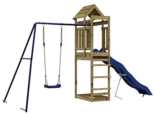 vidaXL Spielturm, Klettergerüst mit Rutsche Schaukel, Kinder Kletterturm mit Sandkasten, Spiel-Zubehör für Garten, Spielgeräte Spielplatz, Imprägniertes Kiefernholz