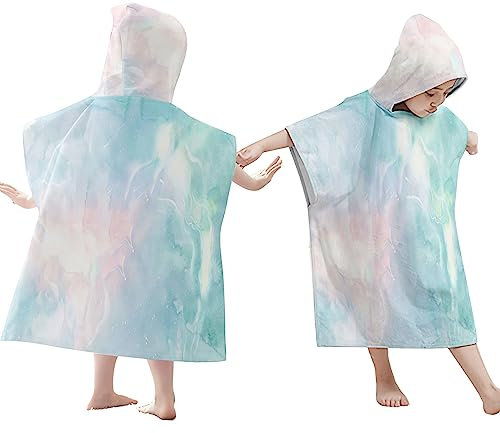 doyouwantmore Kinder Wickeln Poncho Handtuch Bademantel Schnell trocknende Batikfarbe Kapuze Strandtuch Bademantel Bademantel mit Kapuze für Surfen Schwimmen Bad Reisen