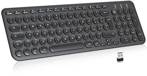 cimetech Tastiera wireless, Layout Italiano QWERTY, 2.4G tastiera USB per computer con tastierino numerico e tasti ergonomici per computer, PC, laptop, tablet, desktop, Android Smart TV