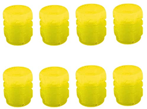 Riloer Universal fluoreszierende Autoreifen-Ventilkappen (gelb), Universal passend für Auto, Motorräder, SUV, LKW, Fahrrad, 8 Stk./Satz leuchtende Autoreifen-Luftventilkappen