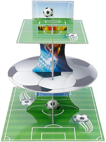 CRASPIRE - Soportes para Cupcakes de Cartón con Tema de Partido de Fútbol, Soporte de Exhibición para Tartas de Papel de 3 Nivel, Torre de Postre de Fútbol, Soporte para Tartas de Papel para Baby