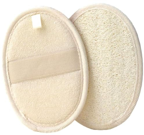 2 Pack Natural Loofah Sponge，Exfoliating Body Scrubber，Made with Biodegradable Shower Luffa Sponge, Loofah for Women and Men