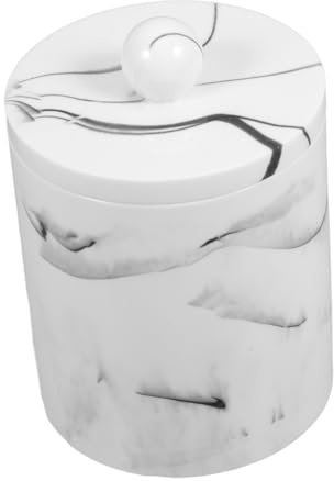 MAGICLULU Resin Aufbewahrungsbox Für Wattestäbchen Mit Deckel Europäischer Stil Marmoroptik Staubdicht Vielseitiger Organizer Für Make-up Zahnstocher Und Kleine Accessoires Modernes Design