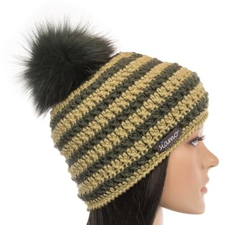 Mütze ANDERMATT grün gestreift Merino Damen-Mütze Herren-Mütze Unisex Wollmütze Wintermütze Bommelmütze Pudelmütze by siamo-handmade