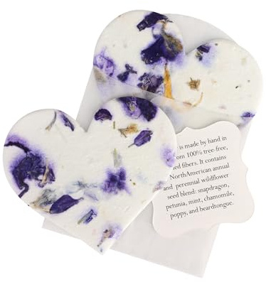 Seed Bloom Etiquetas de regalo de corazón morado con semillas de flores silvestres, 24 etiquetas de regalo para baby showers, regalos de boda, regalo de cumpleaños de mamá, recuerdos de fiesta y