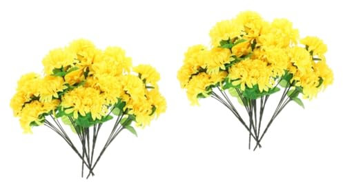 Garneck 2 Stück 6 Friedhofsstrauß Kunstblumenstrauß künstliche blüten Outdoor-Dekor Friedhof Chrysantheme Grabschmuck für den Friedhof gedenken schmücken Seidenblume