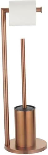 Soporte para escobilla de baño de pie con Soporte para Papel higiénico, Soporte para pañuelos de Acero Inoxidable, escobilla para Inodoro, Oro Rosa