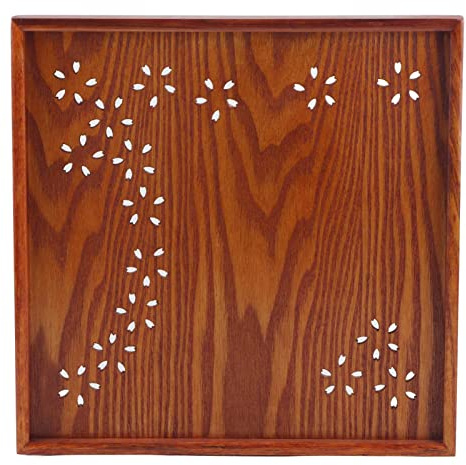 Plateau à thé en bois, haut de gamme, élégant, respectueux de l'environnement, plateau de service traditionnel avec bords surélevés pour café, fruits, collations, maison, restaurant, café, bar