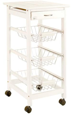 San Ignacio Verdulero Madera Metal 3 Pisos Blanco colección Kinvara