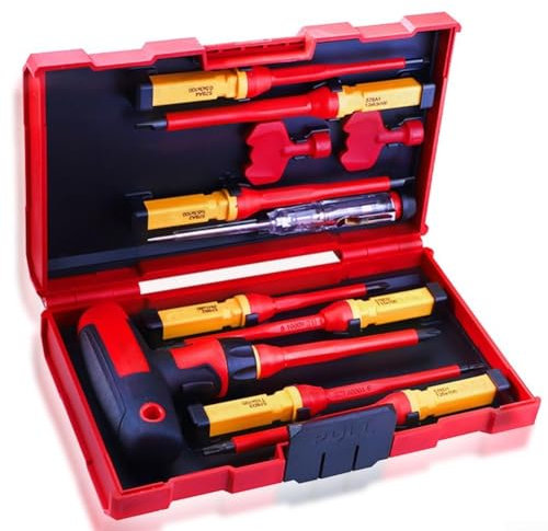 Ensemble de tournevis isolés en forme de T 18 x 10 x 5 cm, tournevis cruciforme d'électricien, lot de 12 tournevis