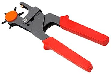 BELLIFFY Alicates Perforadores De Herramienta Para Perforar Cinturones De Cuero Perforadora Manual De Acero Al Carbono Resistente Para Correas De Reloj Color Roja
