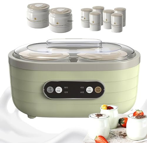 Yogurtera Automática, Yogurtera Multifuncional De 1750 Ml con 2 Tazas De Cerámica Grandes Y 6 Pequeñas, Tiempo Ajustable Calentamiento A Temperatura Constante, para Yogur, Yogur Griego, Queso, Natto