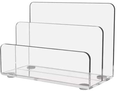 JIHUOO Aktenhalter aus transparentem Acryl, 2 Fächer, für den Schreibtisch, Brief-Organizer, Aktenordner, Dokumentensortierer, Schreibtischständer, Tischplatte, Zeitschriftenhalter