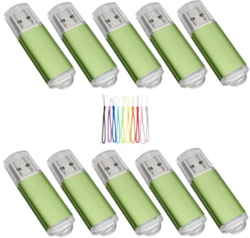 Yaxiny 10 chiavette USB da 4 GB 2.0 USB Flash Drive Memory Stick USB Flash Drive 10 Pack USB Drive 4 GB verde