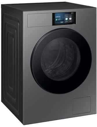 Samsung WF90F09C4SU2 Bespoke AI Waschmaschine, 9 kg, EEK: A (-55%), 7 Zoll Touch-Display, SmartThings Energy Mode, AI Home & AI Wash, Ecobubble, SuperSpeed 39 Min. Waschprogramm, Dark Steel