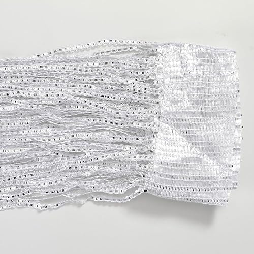 YKAFADE 1 Stück Fadenvorhang 100x200cm Fadengardine Fliegenvorhang Glitzer Türvorhang Fenstervorhänge Raumteiler Quaste Vorhänge für Zuhause Terrasse Schlafzimmer,Hochzeit,Restaurant -Weiß