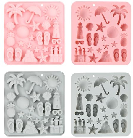 2 Pezzi Stampi Cioccolatini in Silicone, Stampo Silicone a Forma di Vacanza in Spiaggia Estiva, 3D Stampi Cioccolato per Caramelle, Chocolate Mold, per Dolci, Torta, Gelatina